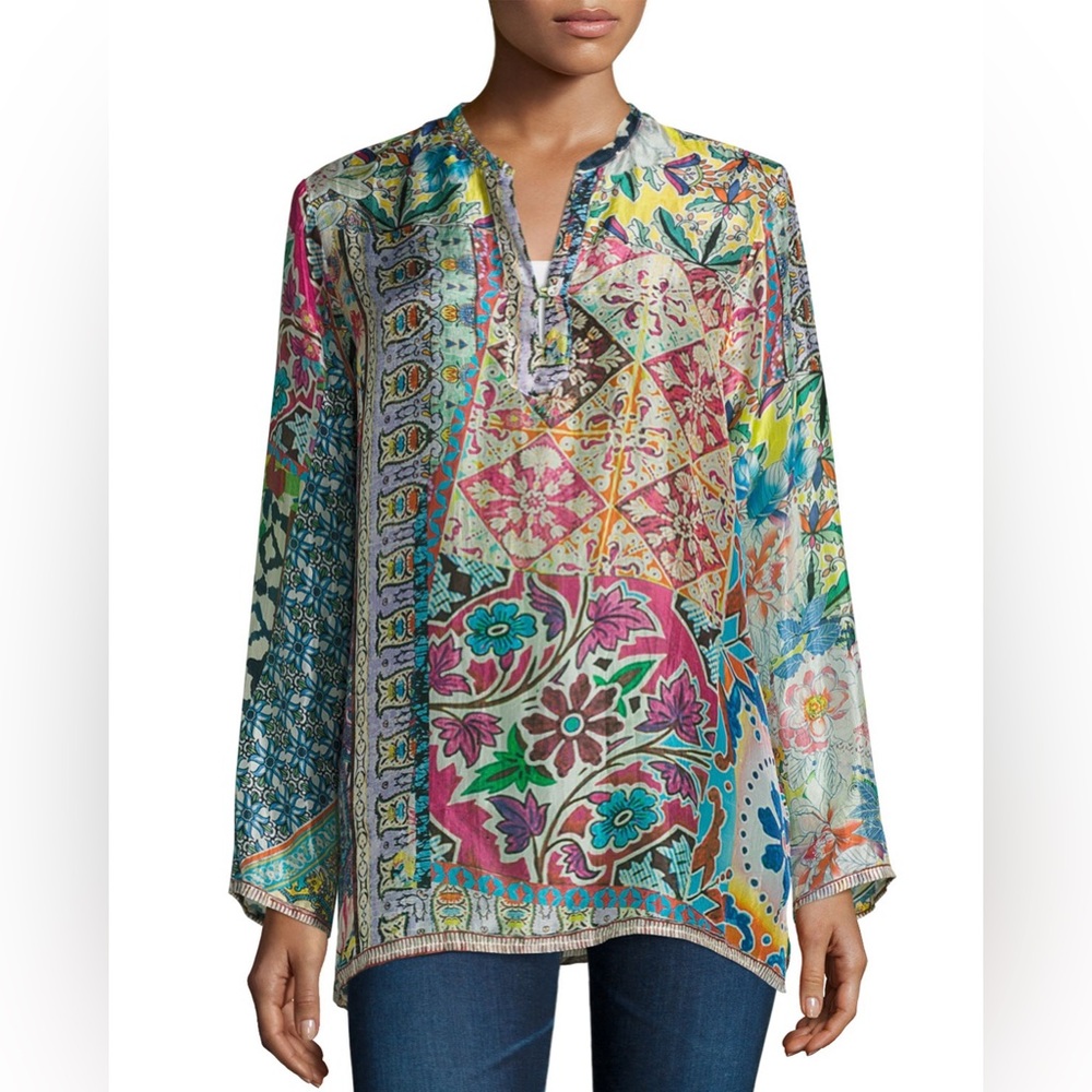 JOHNNY WAS SILK top SIZE MEDIUM